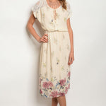 FLORAL MIDI DRESS IVORY*