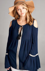 BELL SLEEVE TUNIC BLUE-