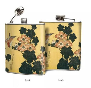 Oso + Bean - Japanese Sparrows + Poppies Hip Flask